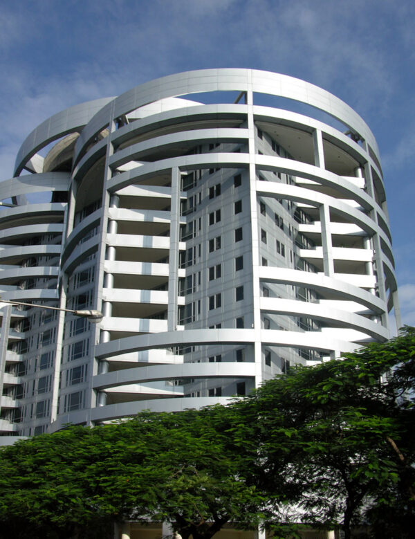 Wellington Mews , aluminum cladding , large curved sunshades